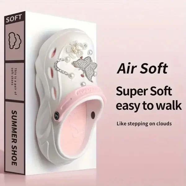 Zuecos de Mariposa de Cristal Plateado para Mujer