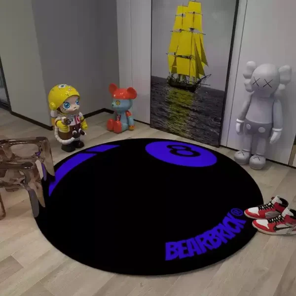 Increíble Alfombra redonda de franela negra  8