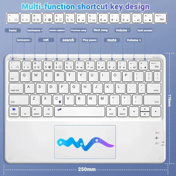 Teclado inalámbrico TrackPad Kawaii
